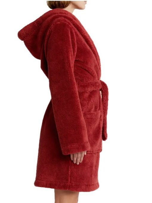 Aarti Faux Shearling Red Hooded Robe - Image 3