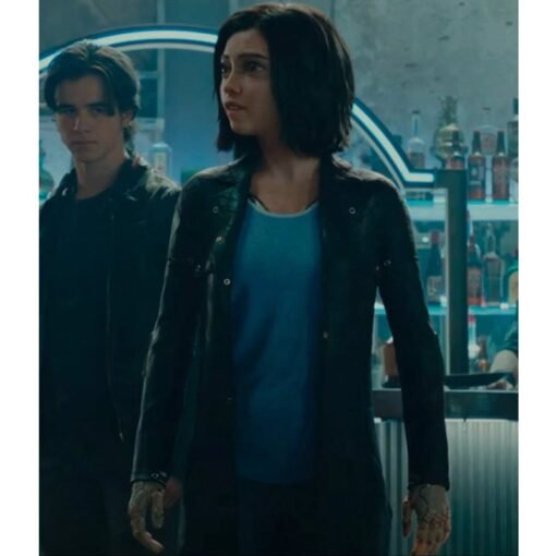 Battle Angel Black Leather Coat - Image 4