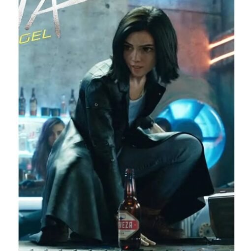 Battle Angel Black Leather Coat - Image 5