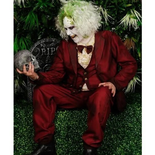 Beetlejuice Wedding Halloween Maroon Suit - Image 3
