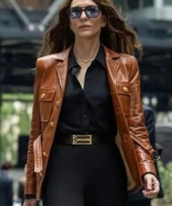Black Bag 2025 Cate Blanchett Brown Leather Jacket