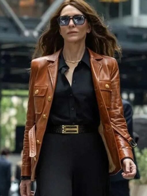 Black Bag 2025 Cate Blanchett Brown Leather Jacket