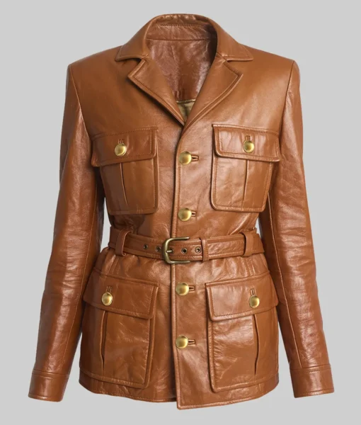 Black Bag 2025 Cate Blanchett Brown Leather Jacket - Image 2