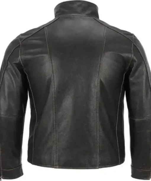 Mens Black Rivet Leather Jacket - Image 2