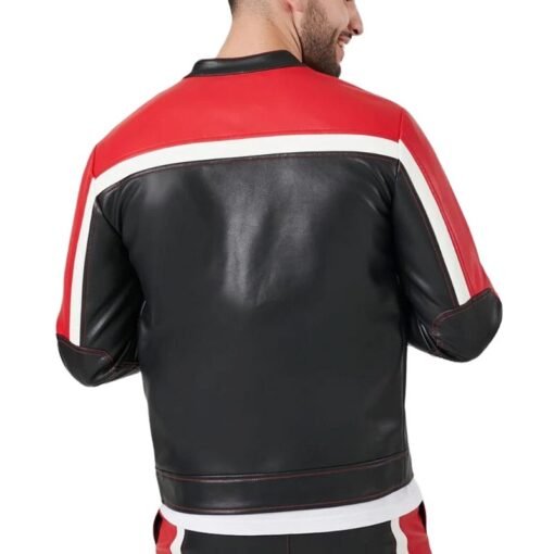 Cafe Racer Black And Red Leather Jacket - Image 5