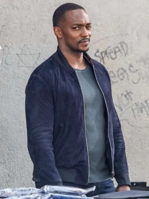 Sam Wilson Captain America Brave New World Blue Bomber Jacket - Image 3