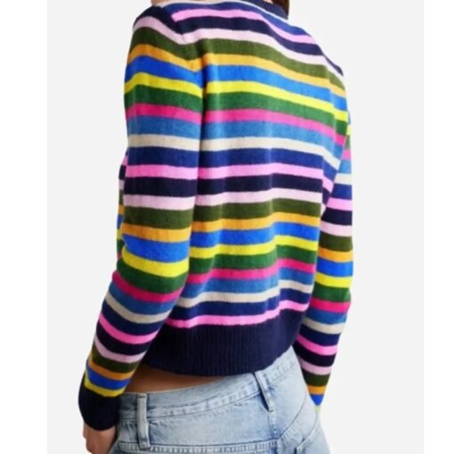 Christa Miller Shrinking Rainbow Striped Cardigan - Image 3