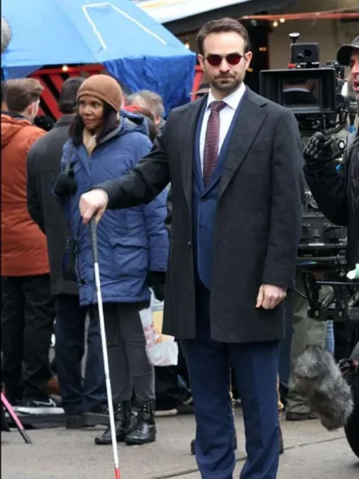 Charlie Cox Daredevil Born Again Black Wool Coat