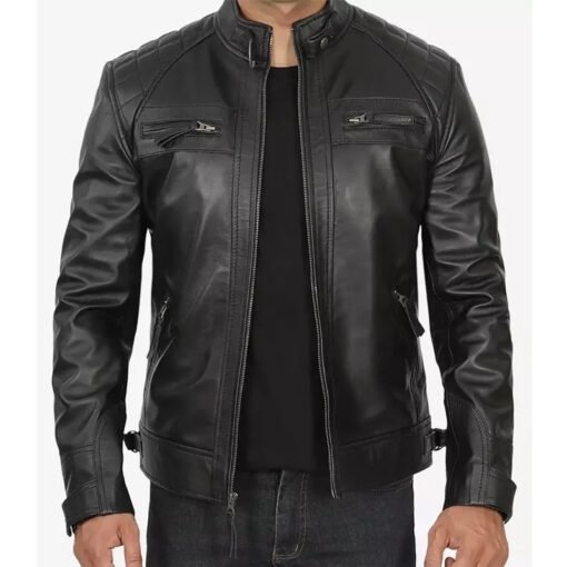Decimal Black Cafe Racer Jacket - Image 2