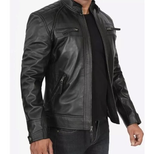 Decimal Black Cafe Racer Jacket - Image 3