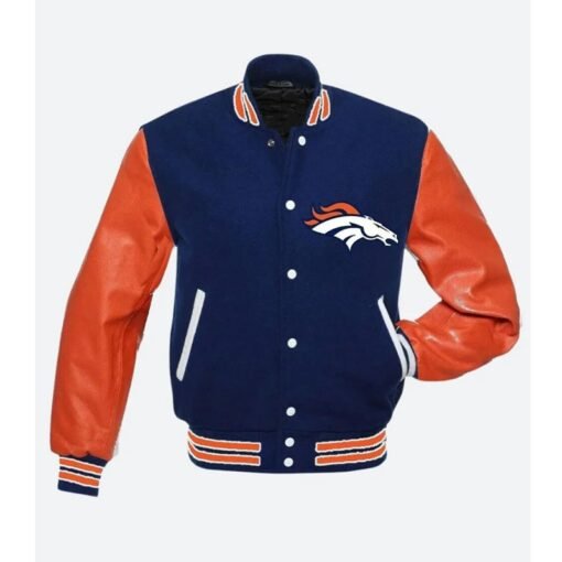 Denver Broncos Blue Varsity Jacket - Image 2