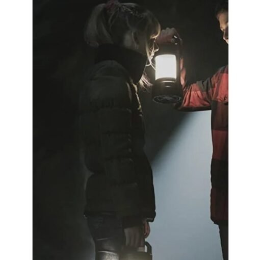 Emilia Jones Locke And Key Grey Puffer Jacket - Image 2