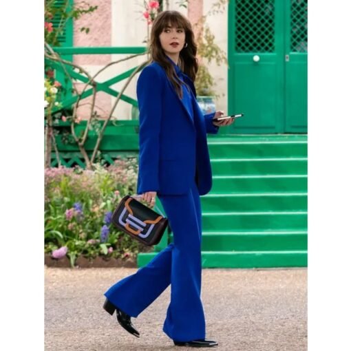 Emily in Paris Lily Collins Blue Suit - Image 2