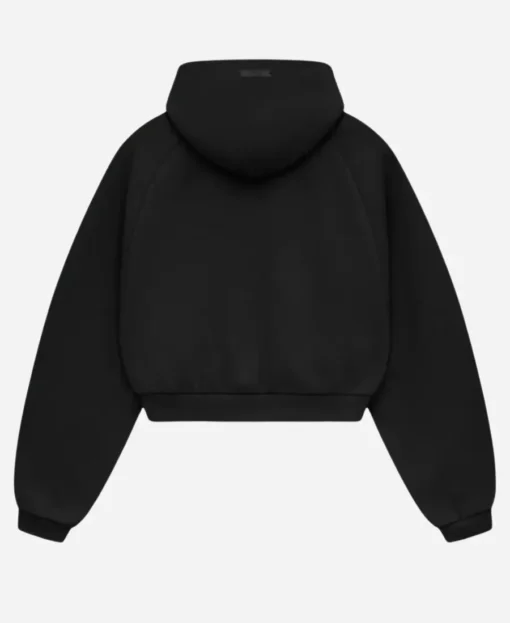 Essentials Cropped Black Hoodie - Image 2