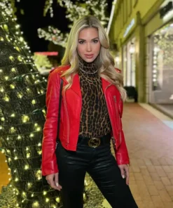 Gracie Hunt Red Biker Leather Jacket