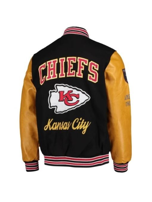 Kansas City Chiefs Black & Tan Varsity Jacket - Image 2