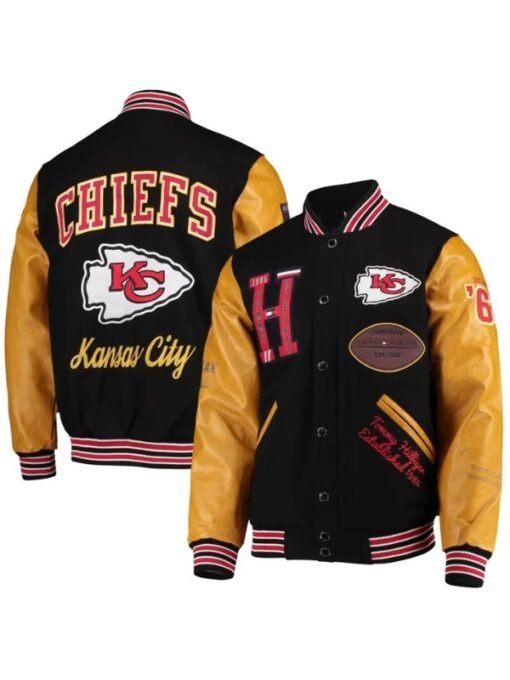 Kansas City Chiefs Black & Tan Varsity Jacket - Image 4