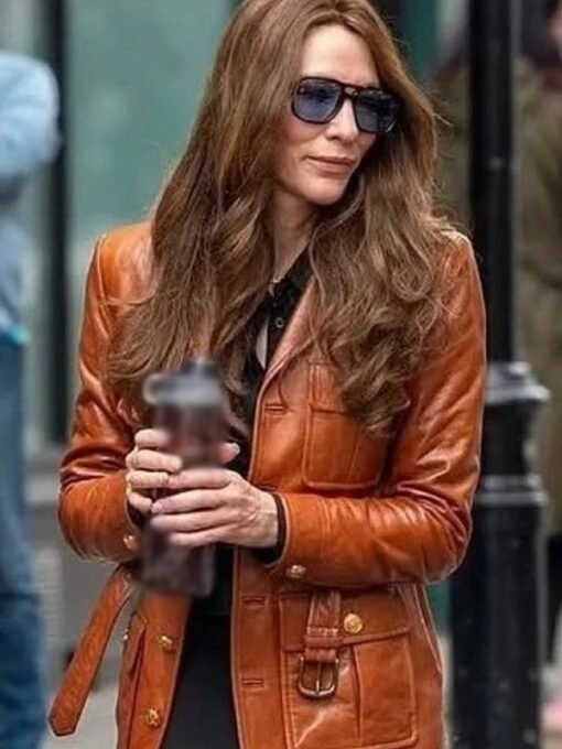 Black Bag 2025 Cate Blanchett Brown Leather Jacket - Image 5