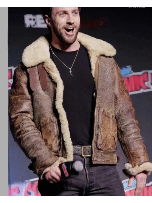 Aaron Taylor Shearling Leather Jacket - Image 2