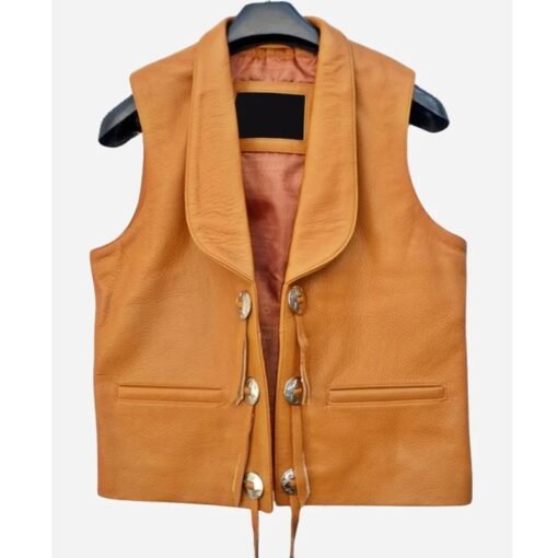 Lorne Greene Bonanza Brown Leather Vest - Image 2