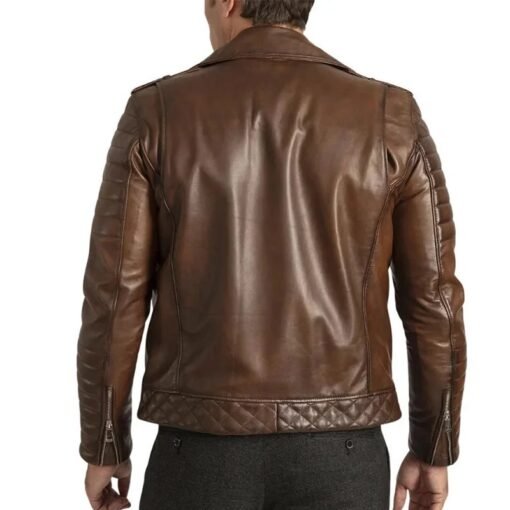 Luca Vintage Brown Brando Biker Jacket - Image 6