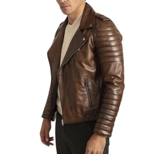 Luca Vintage Brown Brando Biker Jacket - Image 2