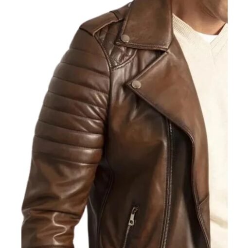 Luca Vintage Brown Brando Biker Jacket - Image 4