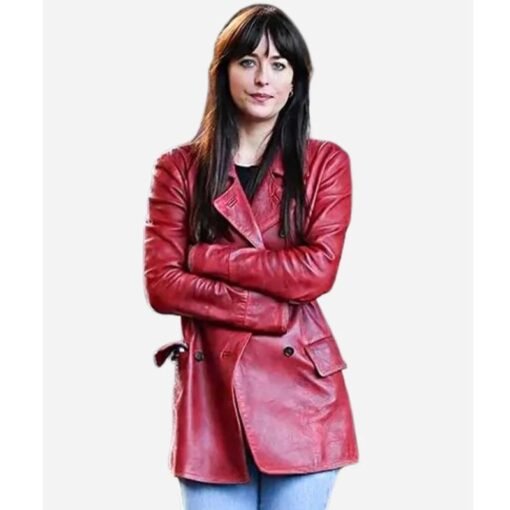 Madame Web Dakota Johnson Maroon Coat