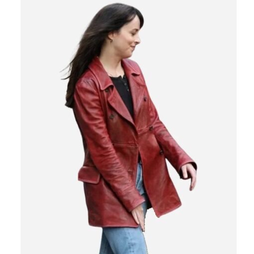 Madame Web Dakota Johnson Maroon Coat - Image 2