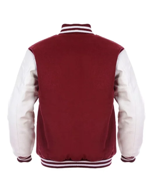 Maroon and White Letterman Jacket - Image 2