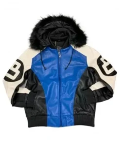 Men’s 8 Ball White Black and Blue Bomber Jacket