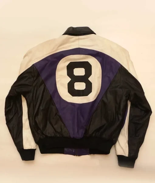 Michael Hoban Purple and Black Leather “8 ball” Jacket - Image 2