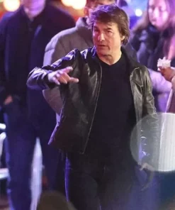 Tom Cruise Mission Impossible 8 Black Leather Jacket