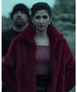 Money Heist Nairobi Maroon Shearling Jacket