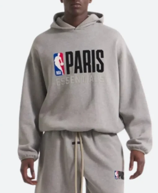NBA Paris x Essentials Grey Hoodie - Image 2