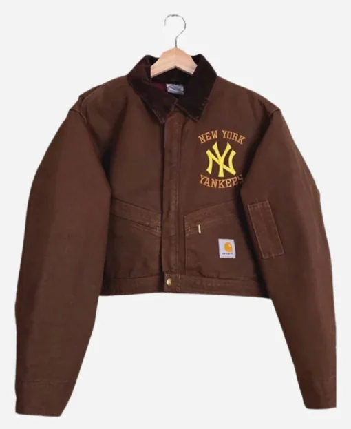 NY Yankees X Vintage Carhartt Crop Jacket - Image 3