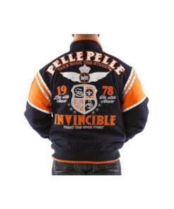 Men Navy Orange Pelle Pelle Invincible Wool Jacket
