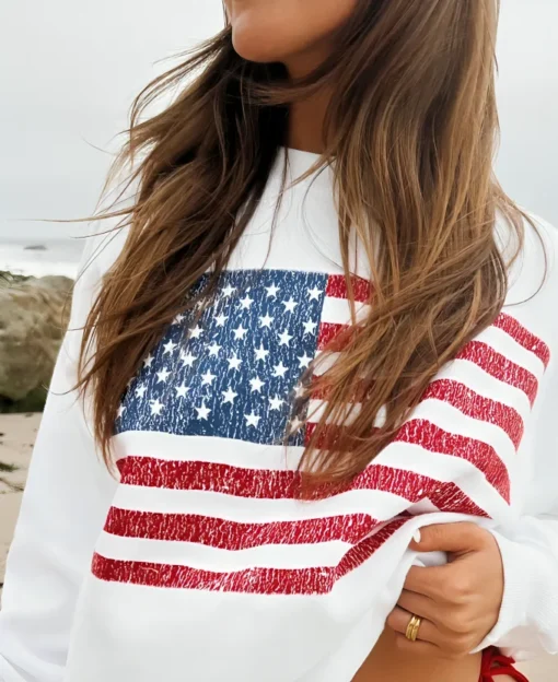 Nia Sanchez American Flag Crewneck Sweatshirt - Image 4