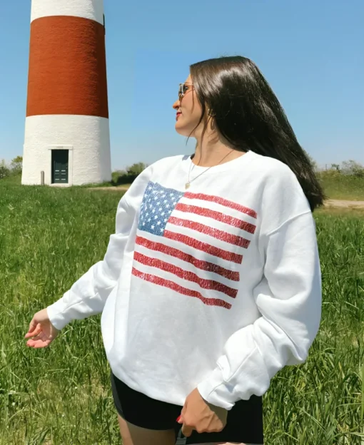 Nia Sanchez American Flag Crewneck Sweatshirt - Image 5