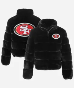 San Francisco 49ers Cuce Black Fur Jacket
