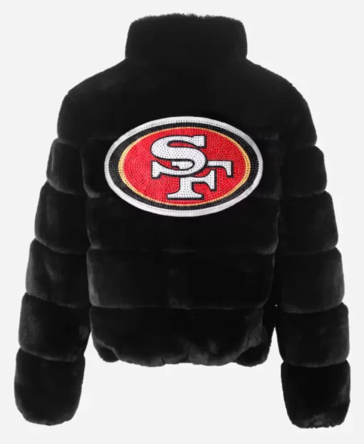 San Francisco 49ers Cuce Black Fur Jacket - Image 3