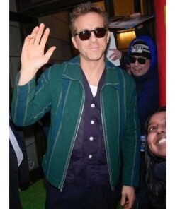 Street Style Ryan Reynolds Green Striped Jacket