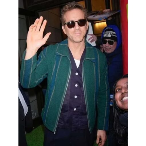 Street Style Ryan Reynolds Green Striped Jacket