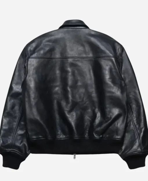 Stussy Flight Leather Black Jacket - Image 2