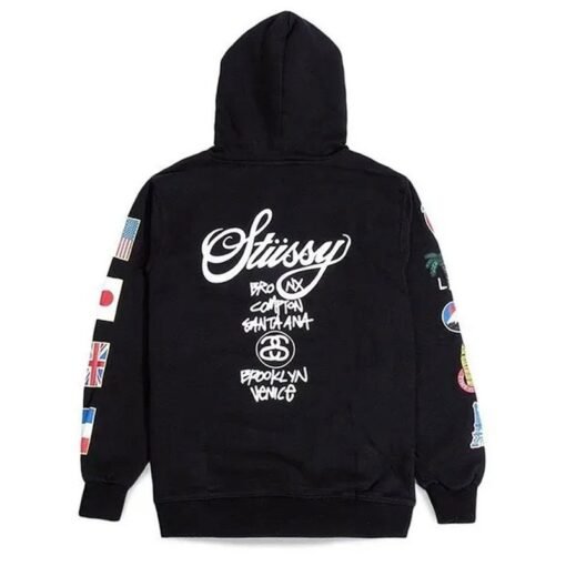 Stussy World Flags Black Hoodie - Image 2