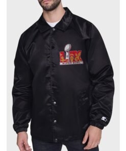 Super Bowl LIX Starter Black Coaches Varsity Jacket
