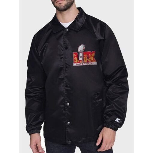Super Bowl LIX Starter Black Coaches Varsity Jacket