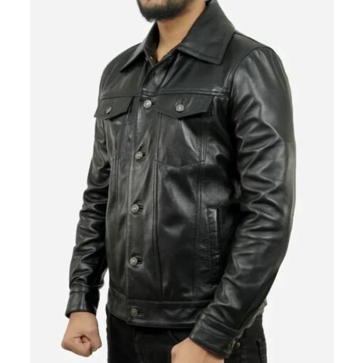 Trucker Leather Jacket - Image 5