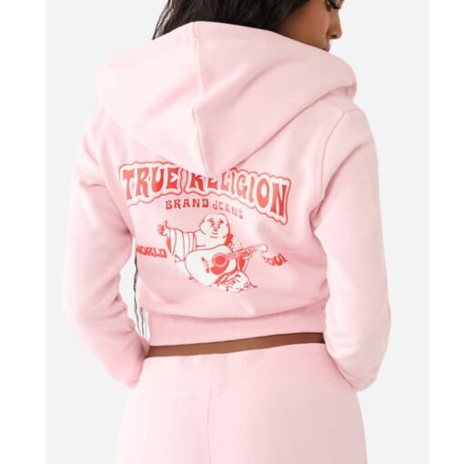 True Religion Big T Logo Cropped Hoodie - Image 2