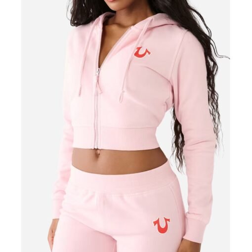 True Religion Big T Logo Cropped Hoodie - Image 3